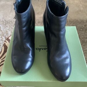 Normal Wear! Clarks all black with side zipper wedge heel ankle boot! $30.00